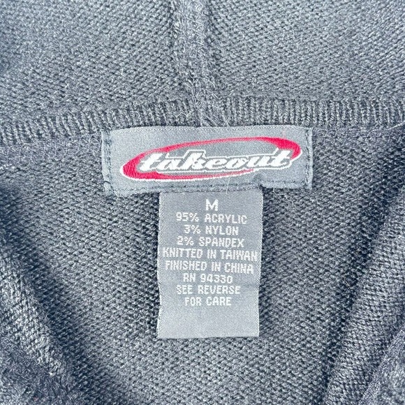 Y2K VTG Hoodie Sz M Black Full Zip Soft Hooded Preppy Whimsigoth Goth Grunge - Picture 5 of 8